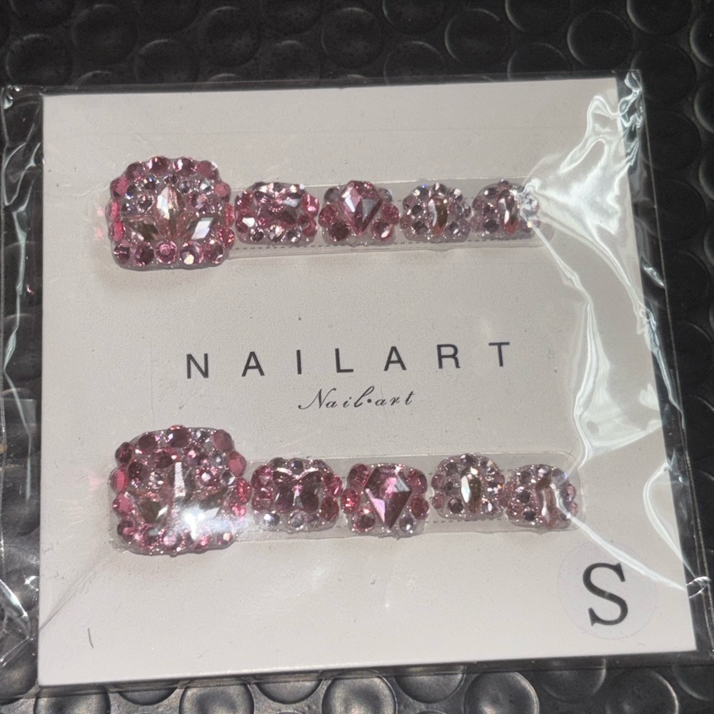 Pink Crystal press on toe nails